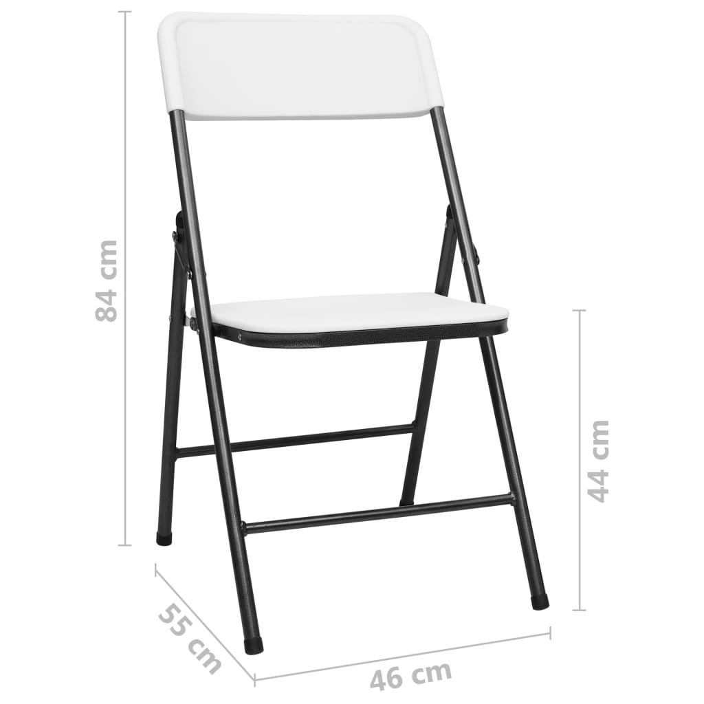 Folding garden chairs set of 4 HDPE White