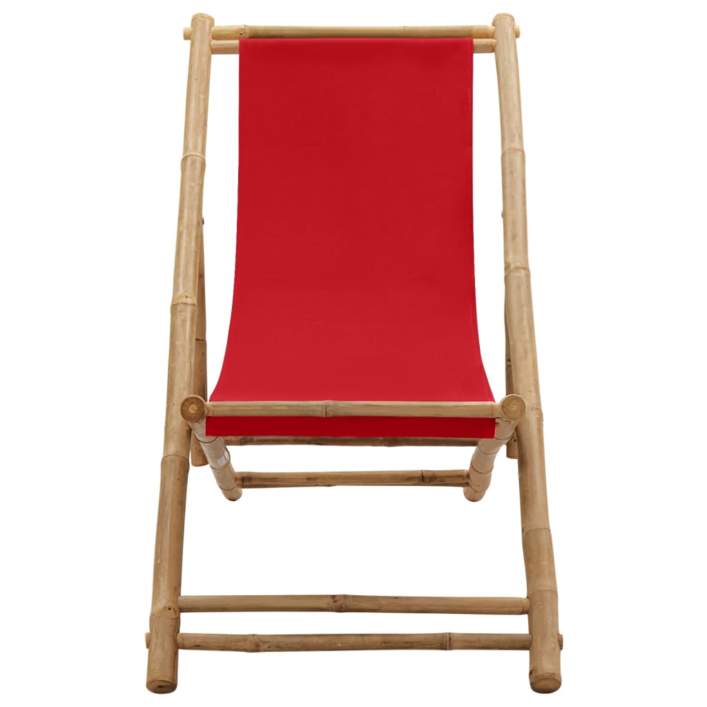 Bamboo and red canvas terrace chair