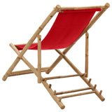 Bamboo and red canvas terrace chair