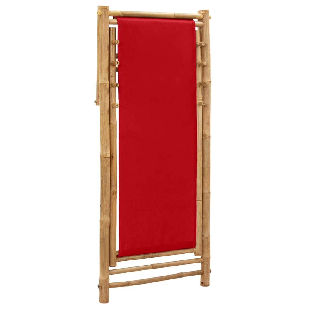 Bamboo and red canvas terrace chair