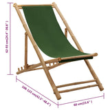 Chaise de terrasse Bambou et toile Vert