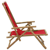 Chaise de relaxation inclinable Rouge Bambou et tissu