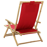 Chaise de relaxation inclinable Rouge Bambou et tissu