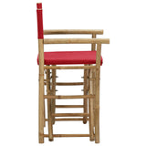 Chaises pliables de directeur lot de 2 Rouge Bambou et tissu