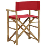 Chaises pliables de directeur lot de 2 Rouge Bambou et tissu