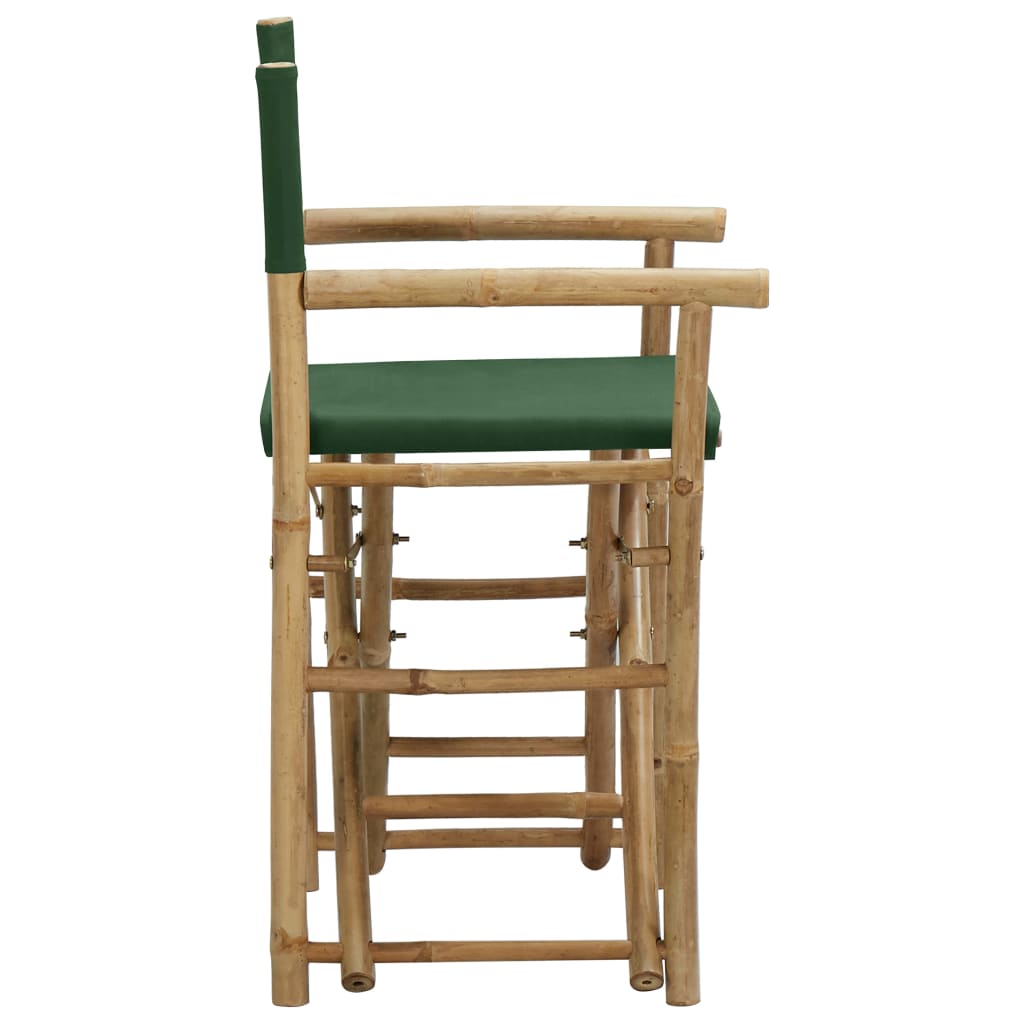 Chaises pliables de directeur lot de 2 Vert Bambou et tissu