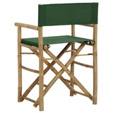 Chaises pliables de directeur lot de 2 Vert Bambou et tissu