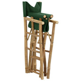 Chaises pliables de directeur lot de 2 Vert Bambou et tissu