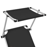 Chaises longues pliables et toit lot de 2 Aluminium textilène