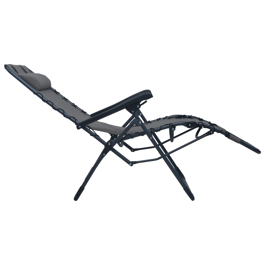 Chaises pliables de terrasse lot de 2 Gris Textilène