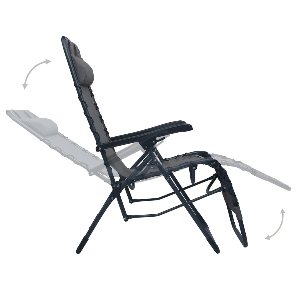 Chaises pliables de terrasse lot de 2 Gris Textilène