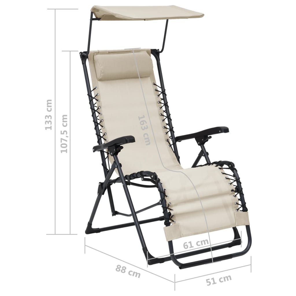 Chaise pliable de terrasse Textilène Crème