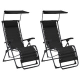 Chaises pliables de terrasse lot de 2 Textilène Noir