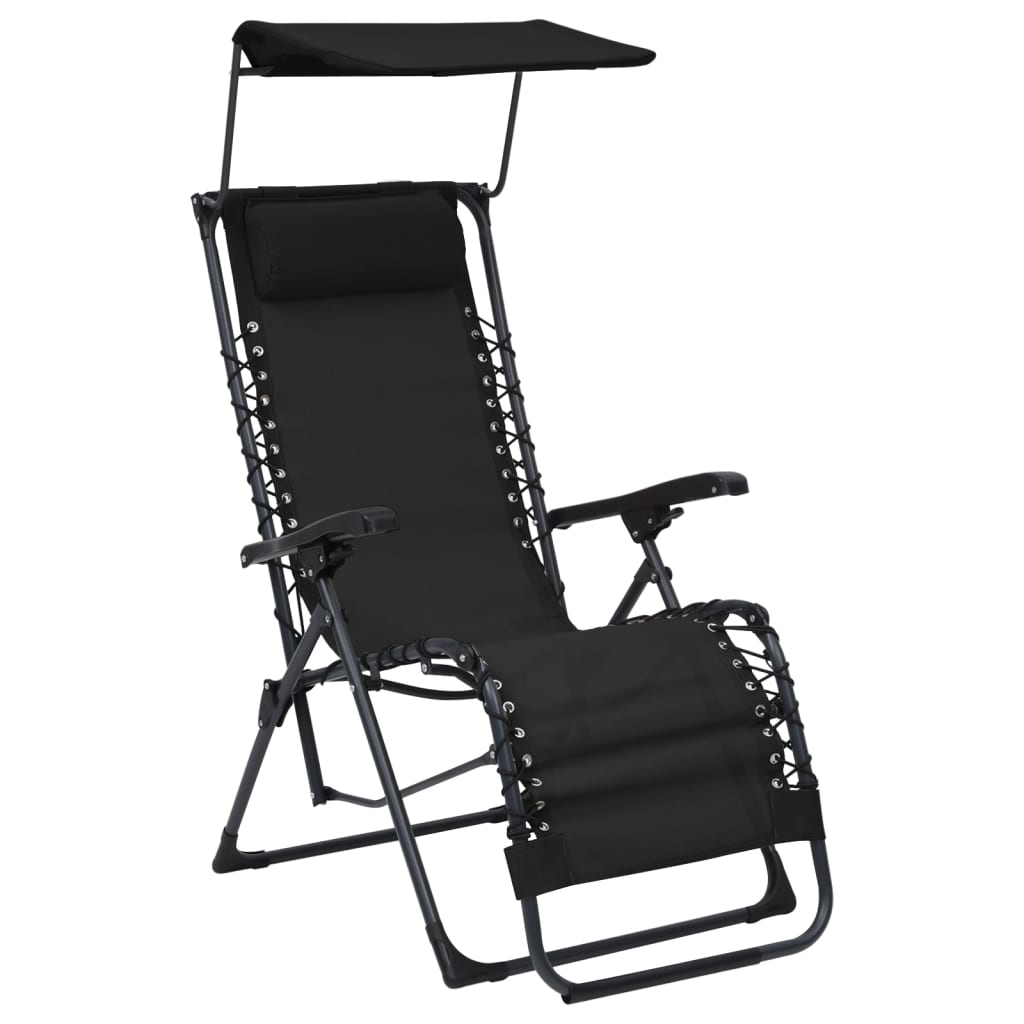 Chaises pliables de terrasse lot de 2 Textilène Noir