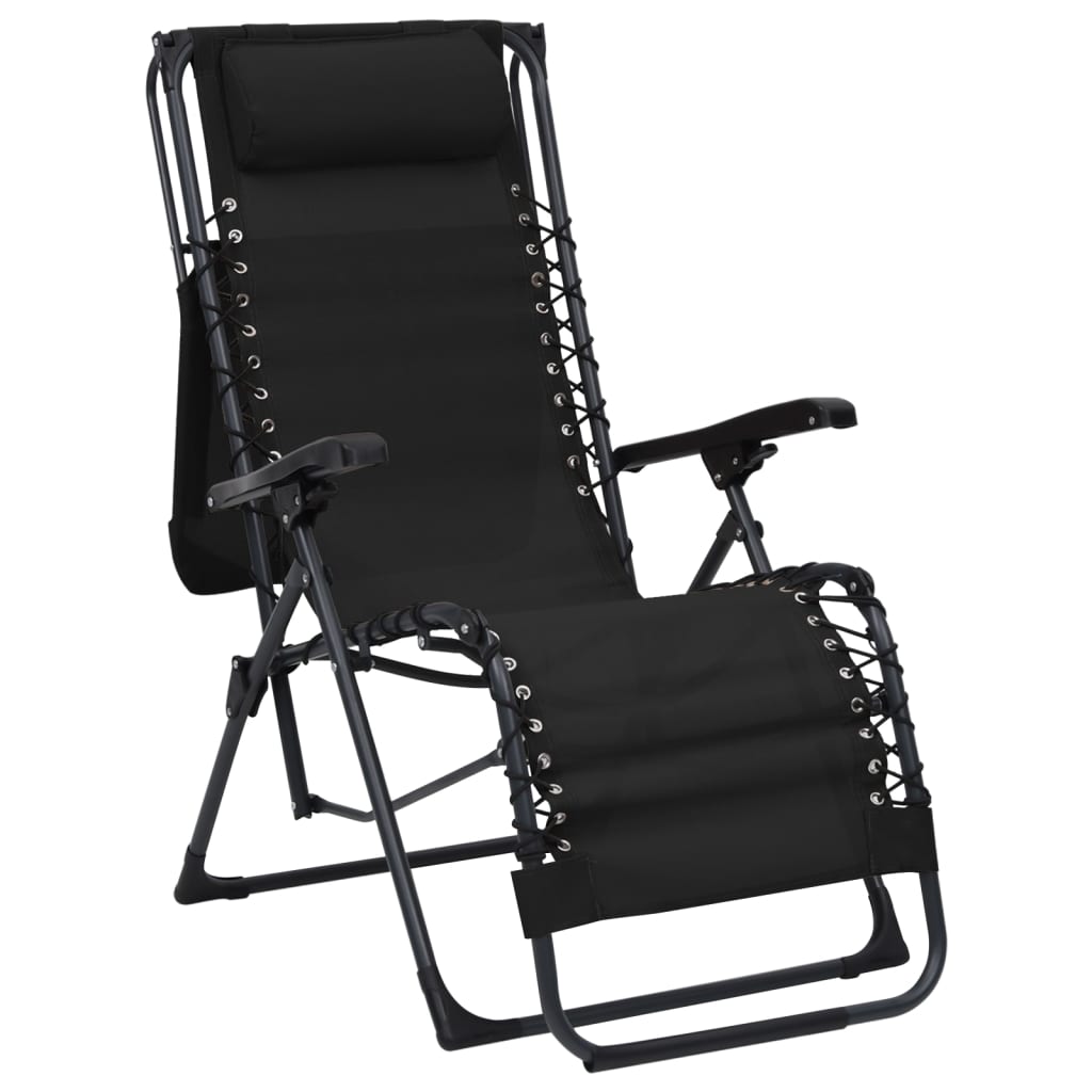 Chaises pliables de terrasse lot de 2 Textilène Noir