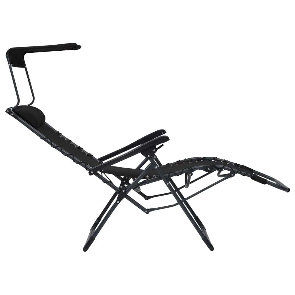 Chaises pliables de terrasse lot de 2 Textilène Noir