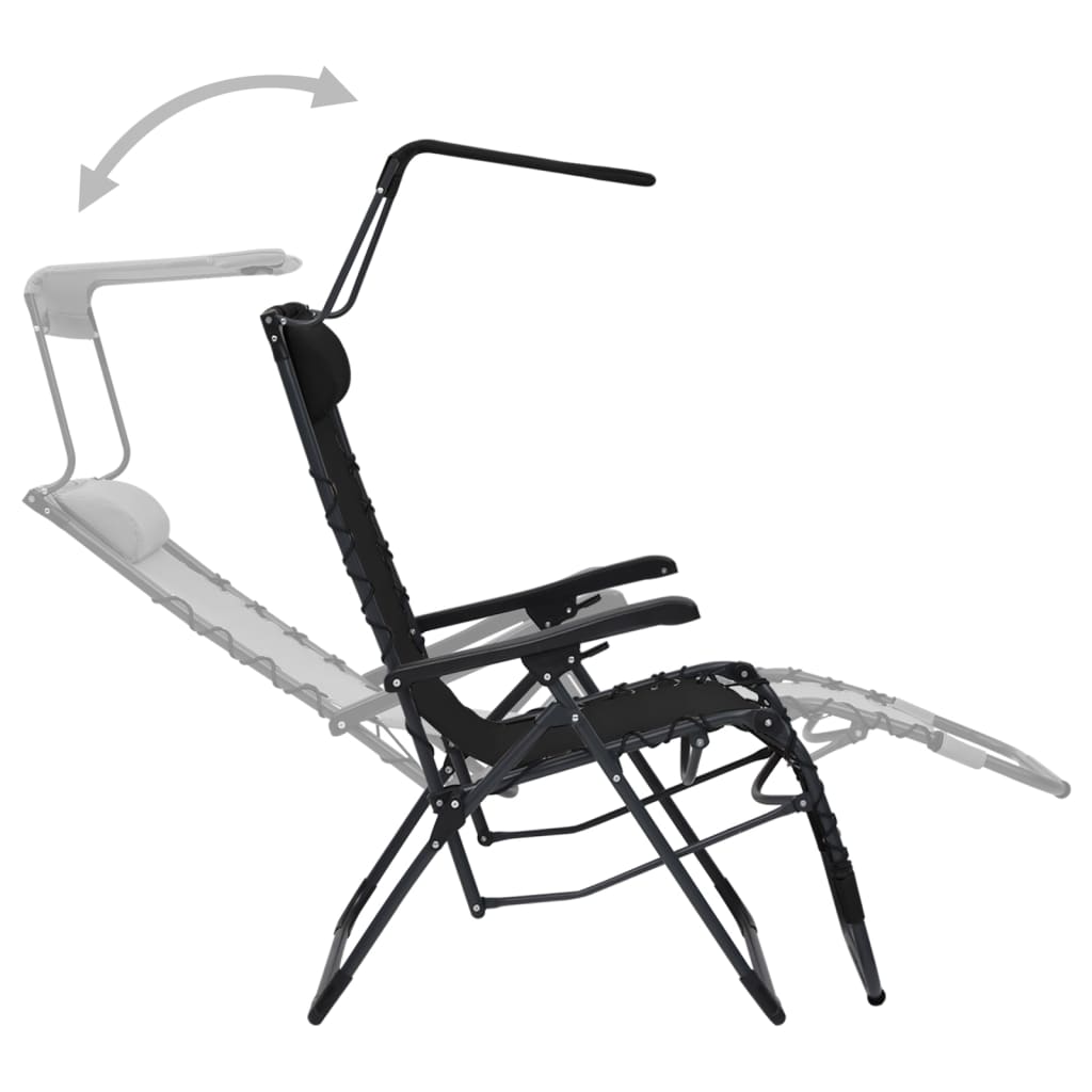 Chaises pliables de terrasse lot de 2 Textilène Noir