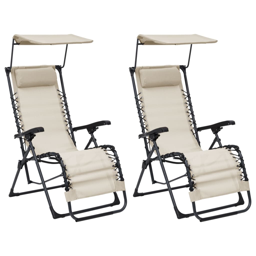 Chaises pliables de terrasse lot de 2 Textilène Crème