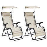 Chaises pliables de terrasse lot de 2 Textilène Crème