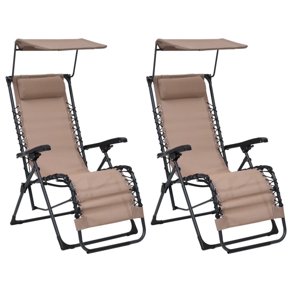 Chaises pliables de terrasse lot de 2 Textilène Taupe