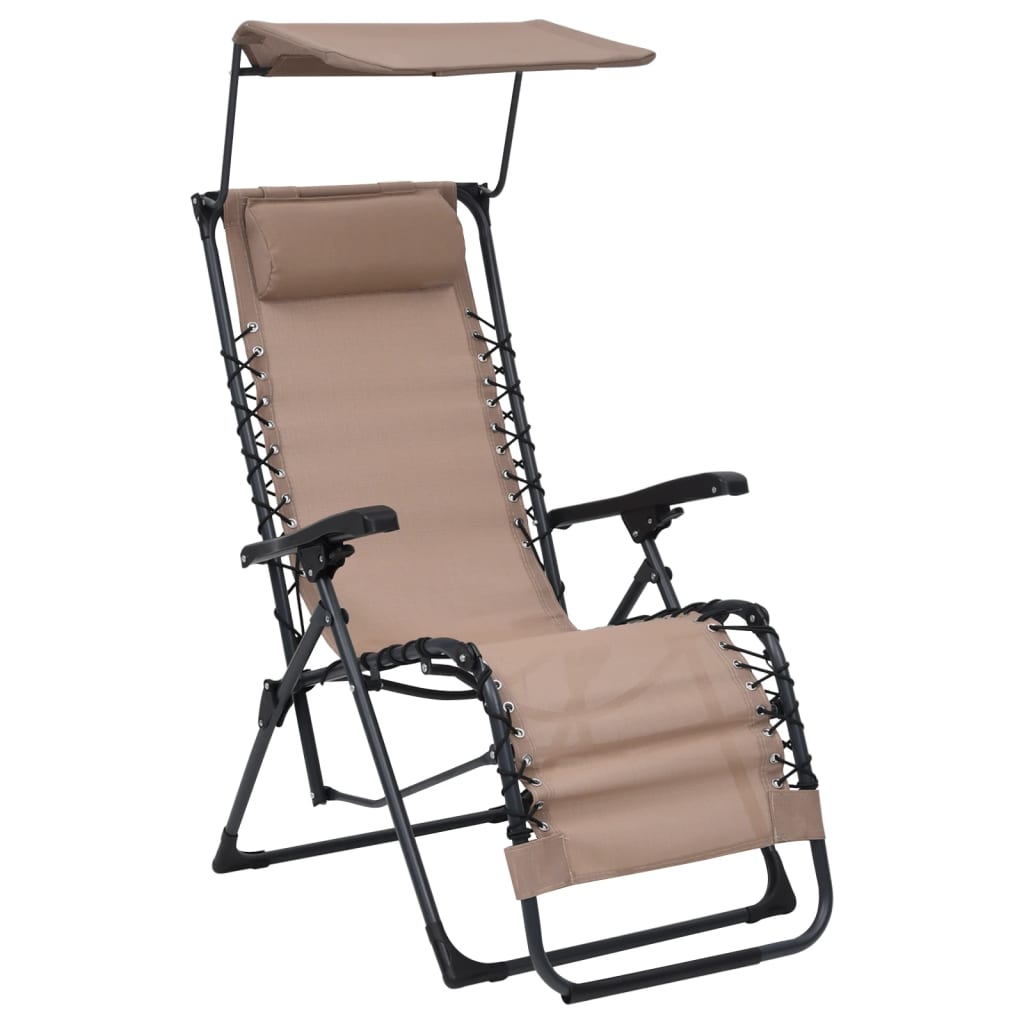 Chaises pliables de terrasse lot de 2 Textilène Taupe