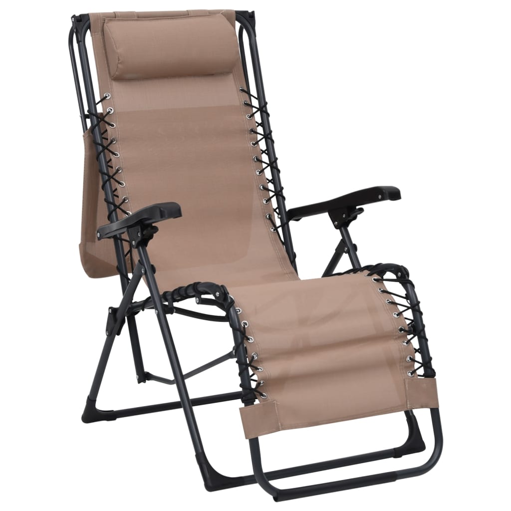 Chaises pliables de terrasse lot de 2 Textilène Taupe