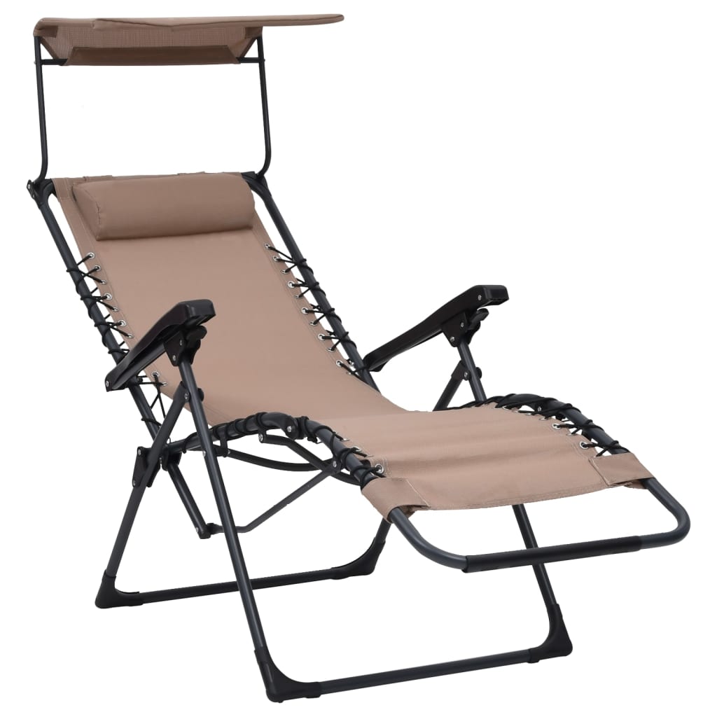 Chaises pliables de terrasse lot de 2 Textilène Taupe