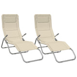 Chaises longues pliables lot de 2 crème textilène et acier