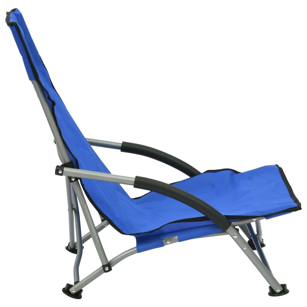 Chaises de plage pliables lot de 2 Bleu Tissu