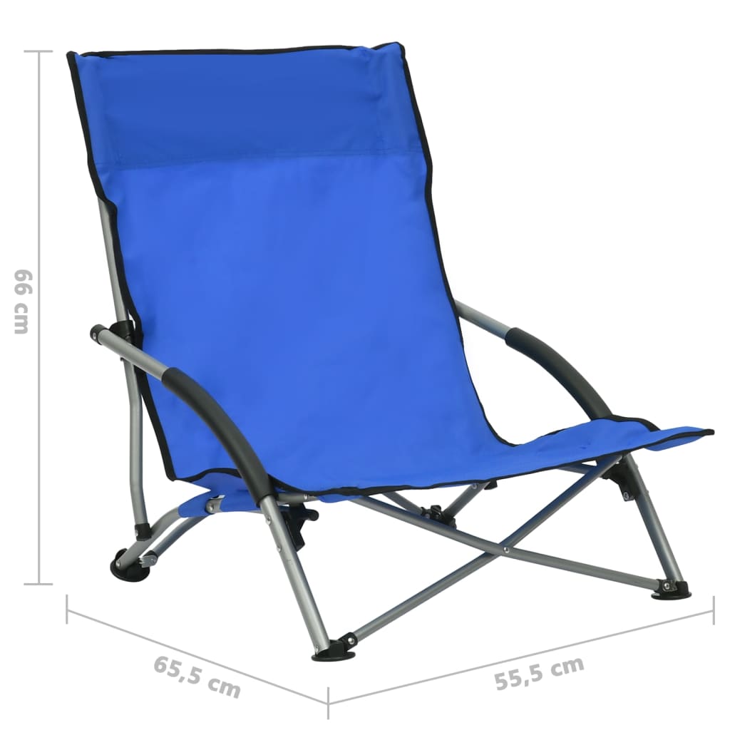 Chaises de plage pliables lot de 2 Bleu Tissu