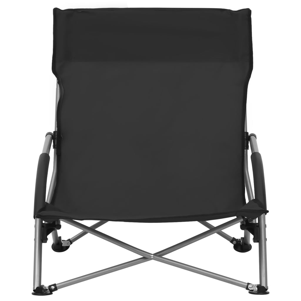 Chaises de plage pliables lot de 2 Noir Tissu