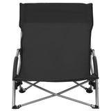 Chaises de plage pliables lot de 2 Noir Tissu