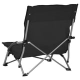 Chaises de plage pliables lot de 2 Noir Tissu