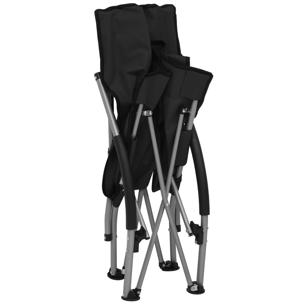 Chaises de plage pliables lot de 2 Noir Tissu