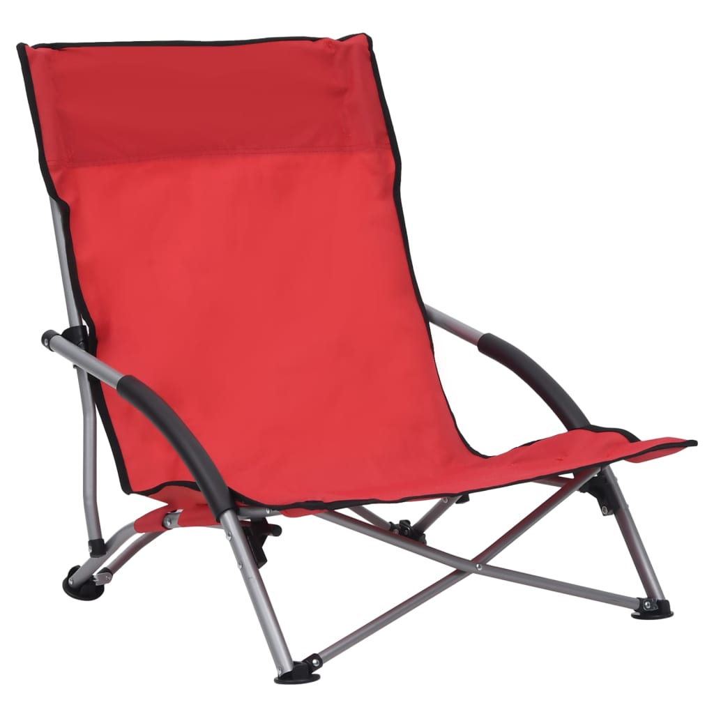 Chaises de plage pliables lot de 2 Rouge Tissu