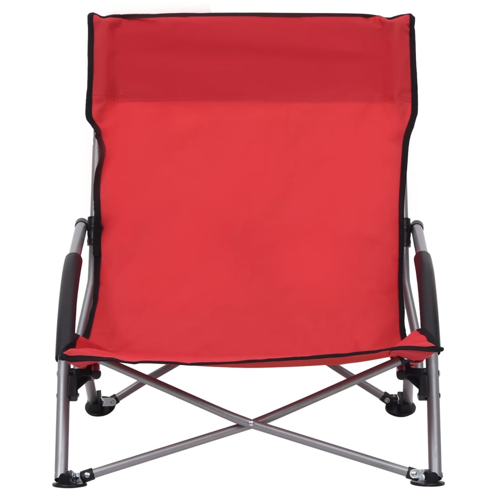 Chaises de plage pliables lot de 2 Rouge Tissu