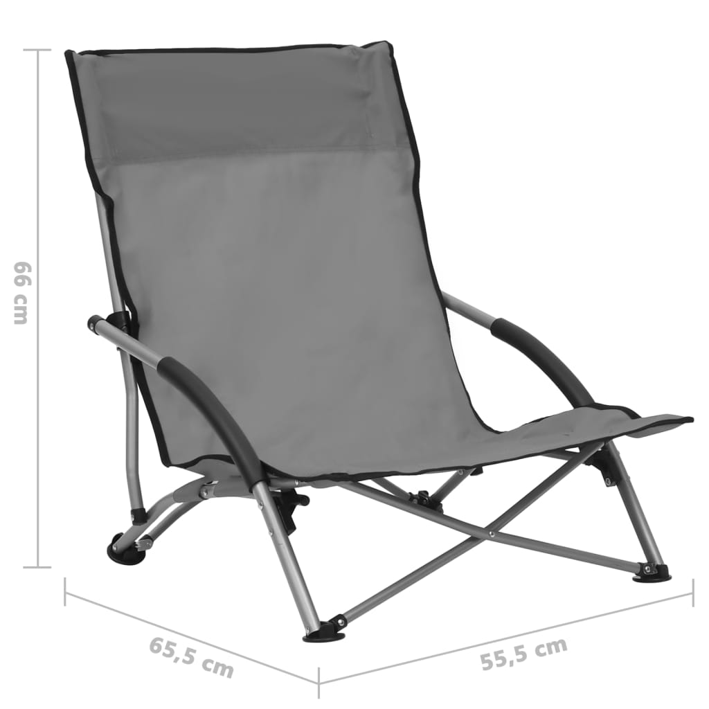 Chaises de plage pliables lot de 2 Gris Tissu