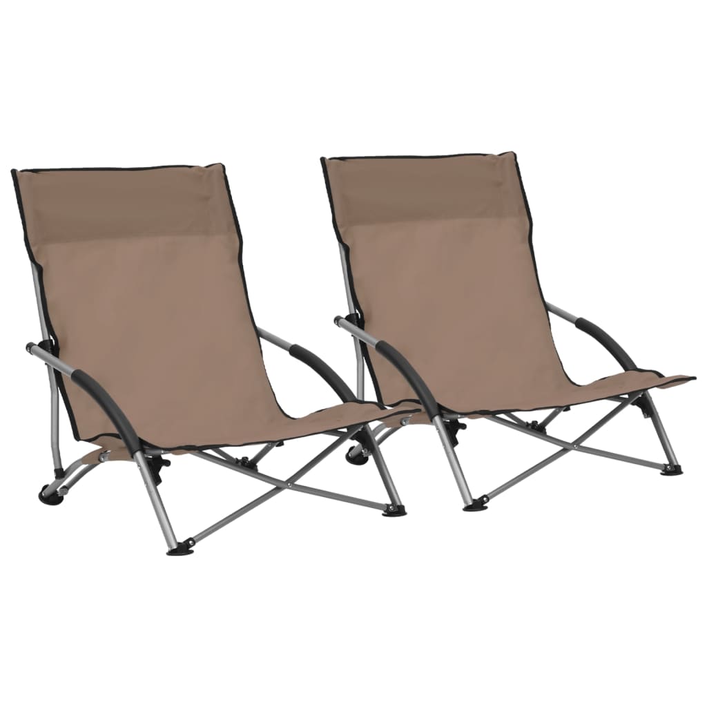 Chaises de plage pliables lot de 2 Taupe Tissu