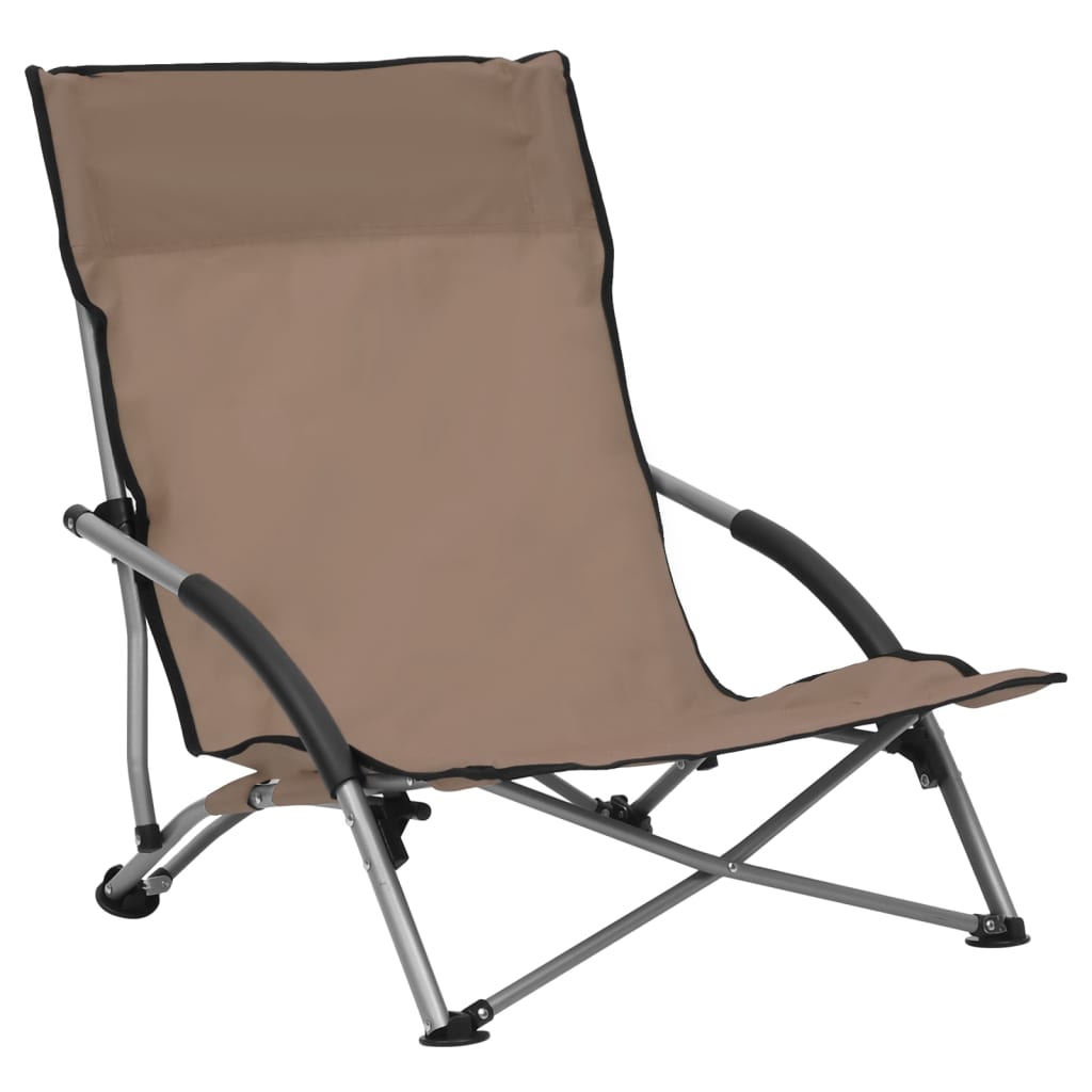 Chaises de plage pliables lot de 2 Taupe Tissu