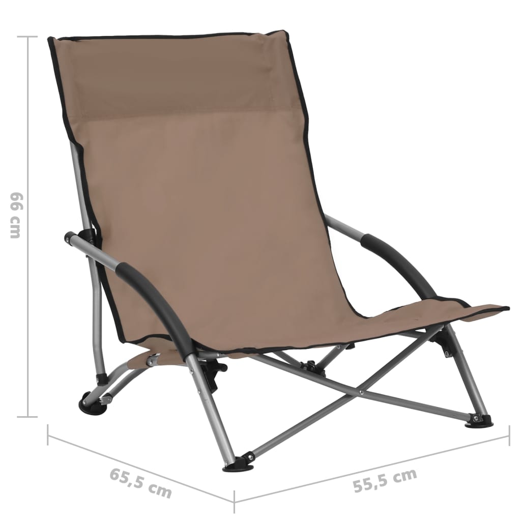 Chaises de plage pliables lot de 2 Taupe Tissu