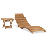 Folding lounge chair with table Solid teak wood