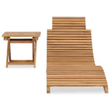 Folding lounge chair with table Solid teak wood