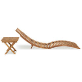 Folding lounge chair with table Solid teak wood