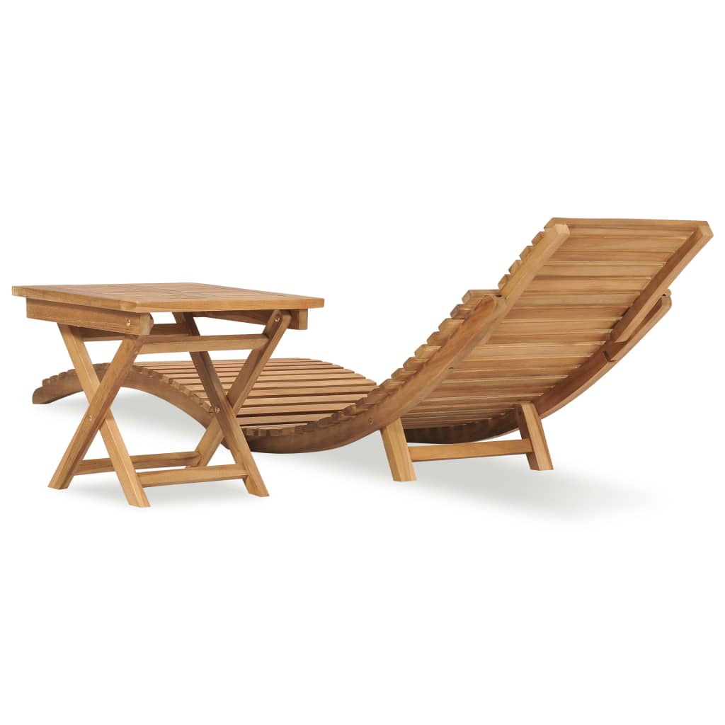 Folding lounge chair with table Solid teak wood