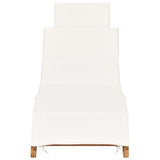 Folding lounge chair with cream white cushion Teak wood