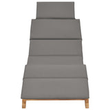 Chaise longue pliable avec coussin gris foncé Bois de teck