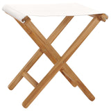 Chaises pliables lot de 2 Bois teck solide et tissu Blanc crème