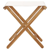 Chaises pliables lot de 2 Bois teck solide et tissu Blanc crème