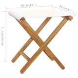 Chaises pliables lot de 2 Bois teck solide et tissu Blanc crème