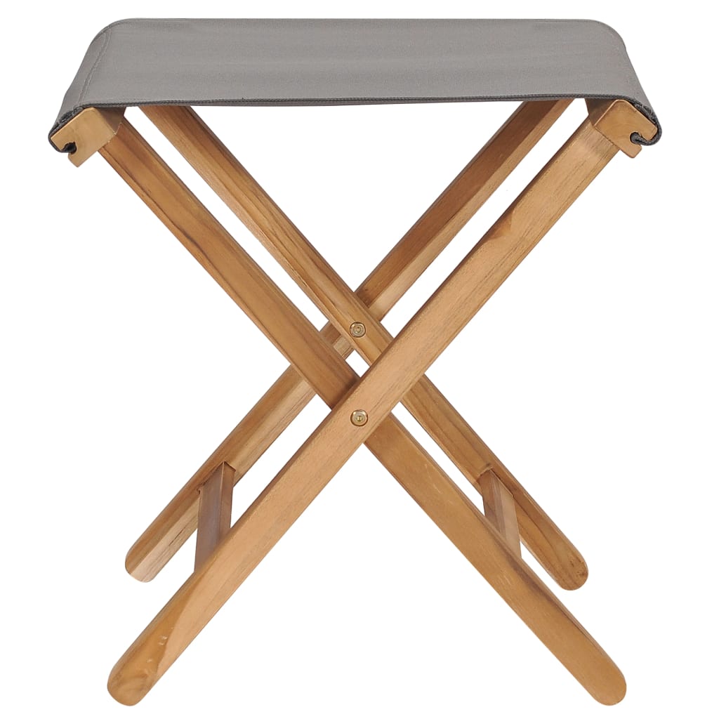 Chaises pliables lot de 2 Bois teck solide et tissu Gris foncé